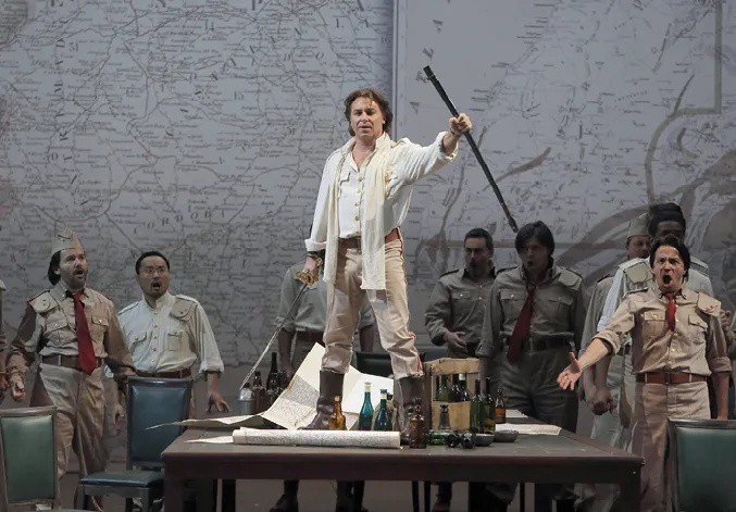 Mise en scène
de l'opéra Le Cid de Jules Massenet par Charles Roubaud, Opéra national de Paris, 2015, avec Roberto Alagna (Don Rodrigue).