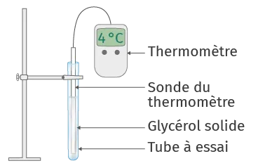  sonde de thermomètre introduite dans le tube de glycérol