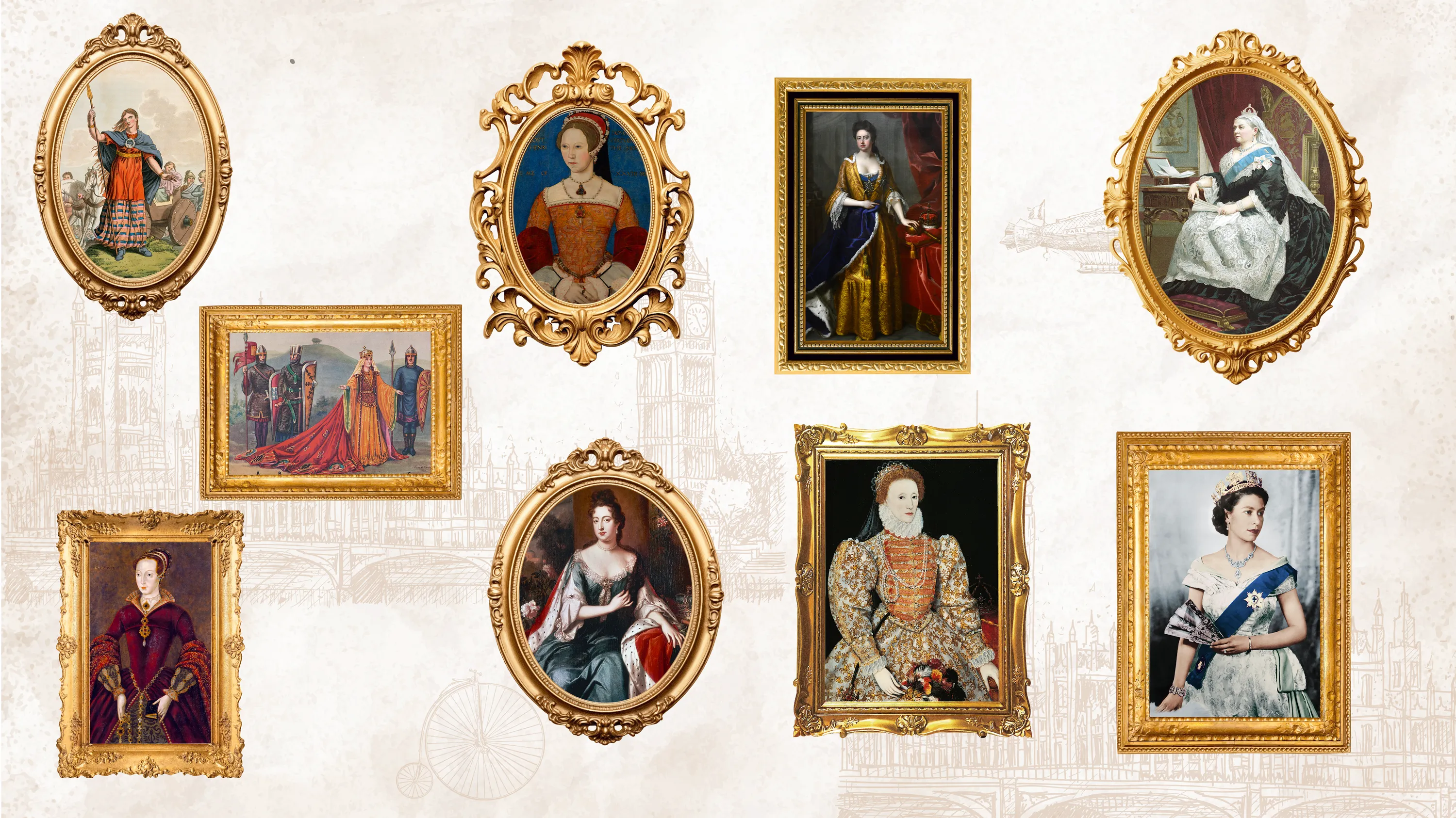 Galerie de portraits des reines d'angleterre par ordre chronologique