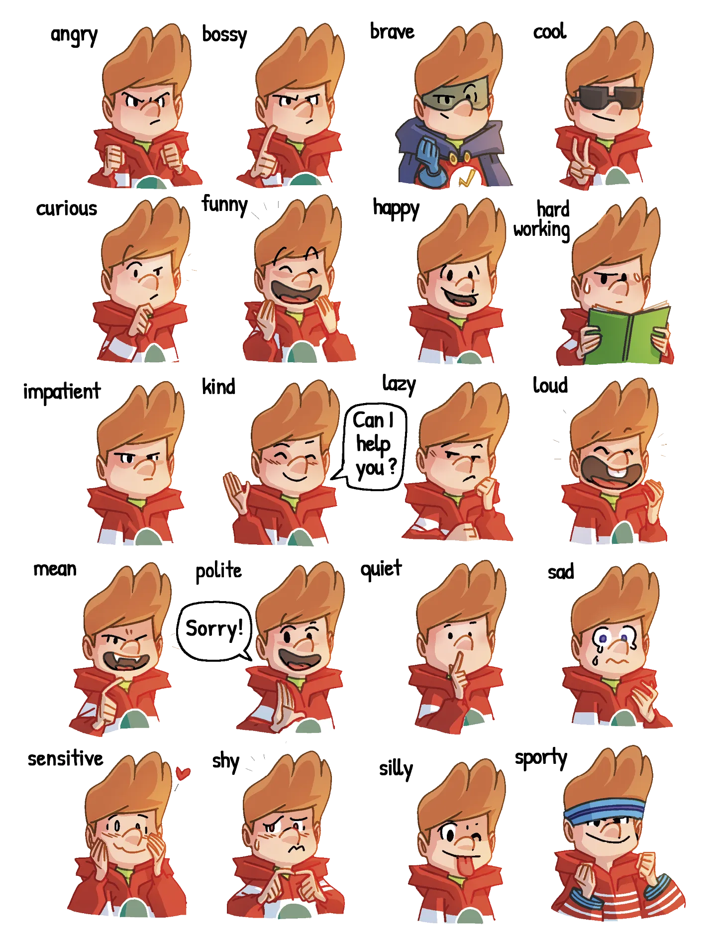 Comic page with charlie and his emotions