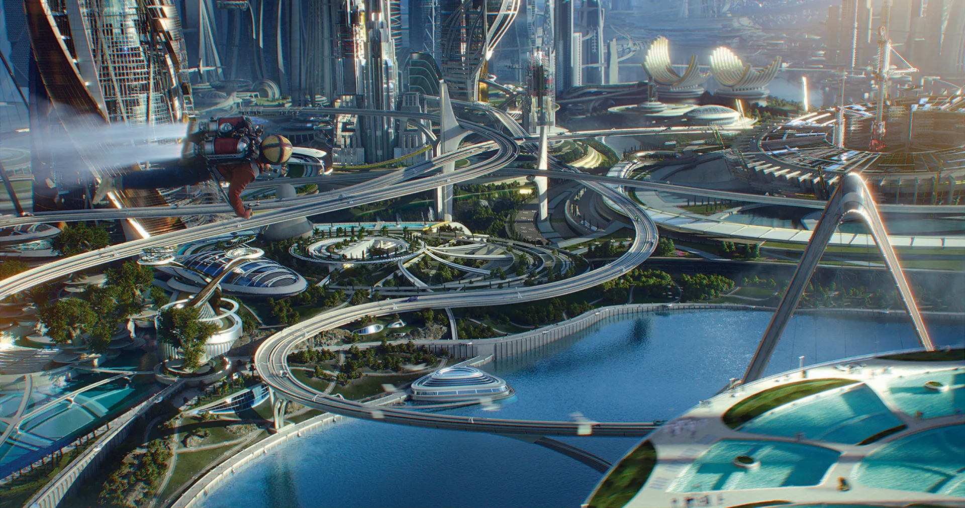 A scene from Disney's movie adaptation of Tomorrowland
