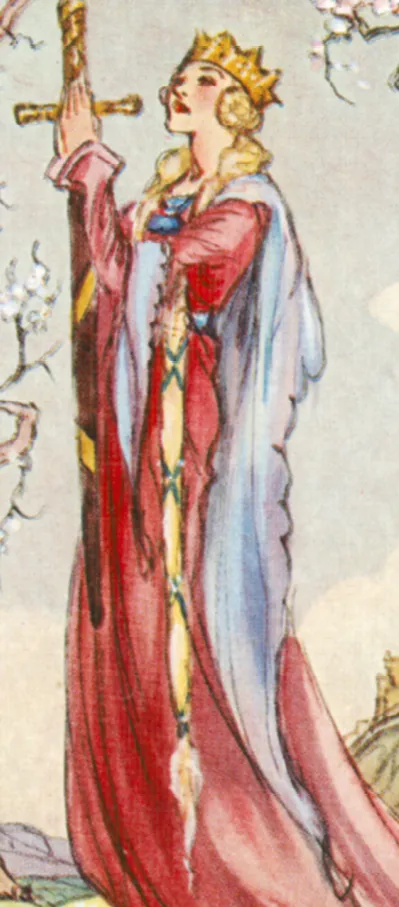 Lithographie couleurs représentant la Reine Guenièvre