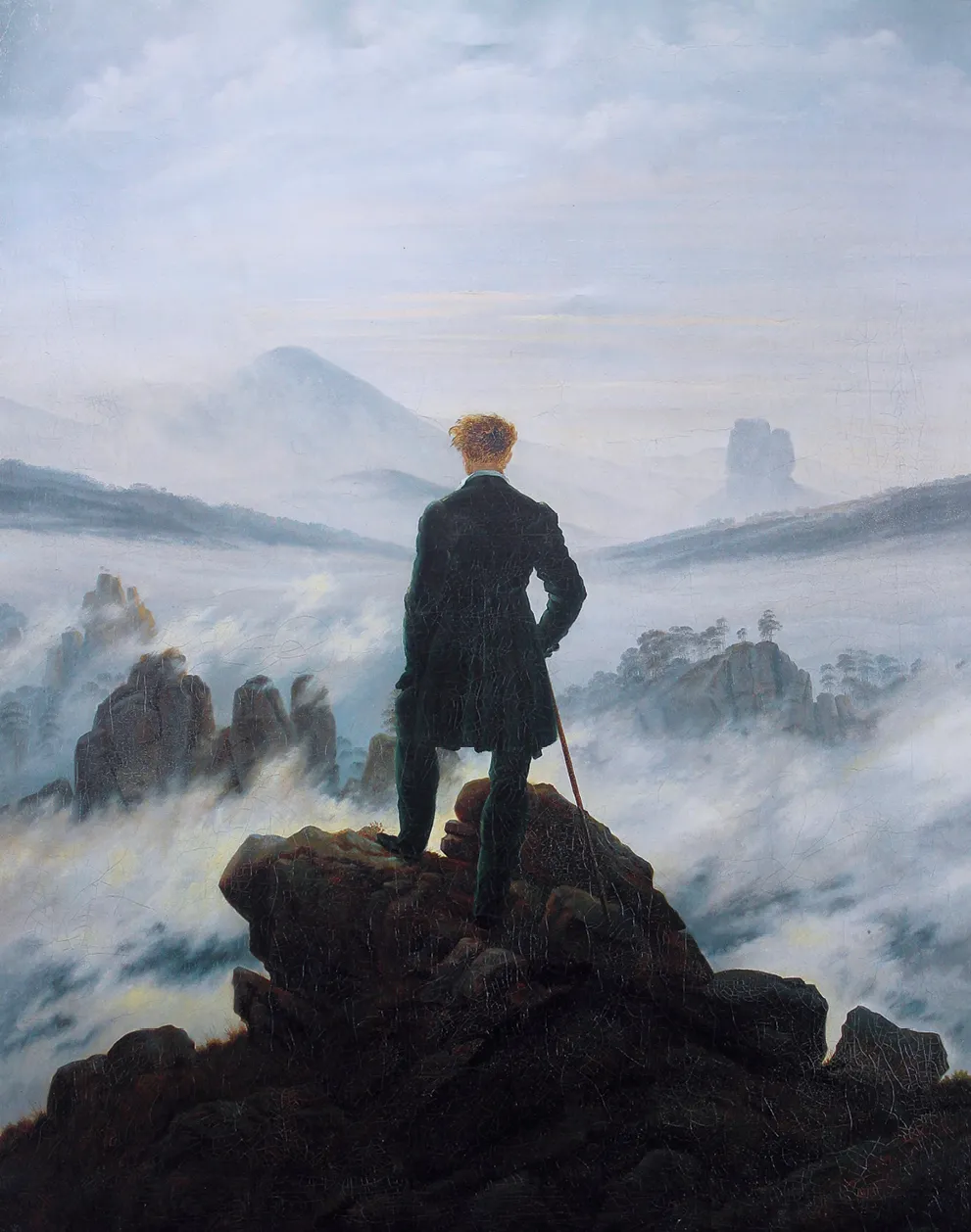 Caspar David Friedrich, Le Voyageur contemplant une mer de nuages, huile sur toile, 1818