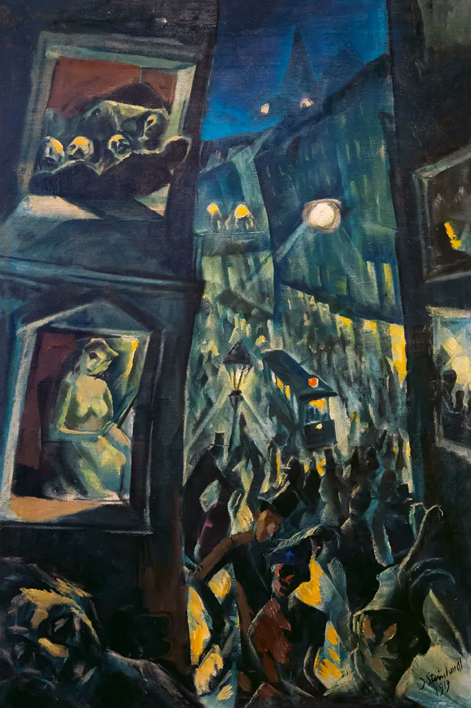 Jakob Steinhardt, La Ville, huile sur toile, 1913.