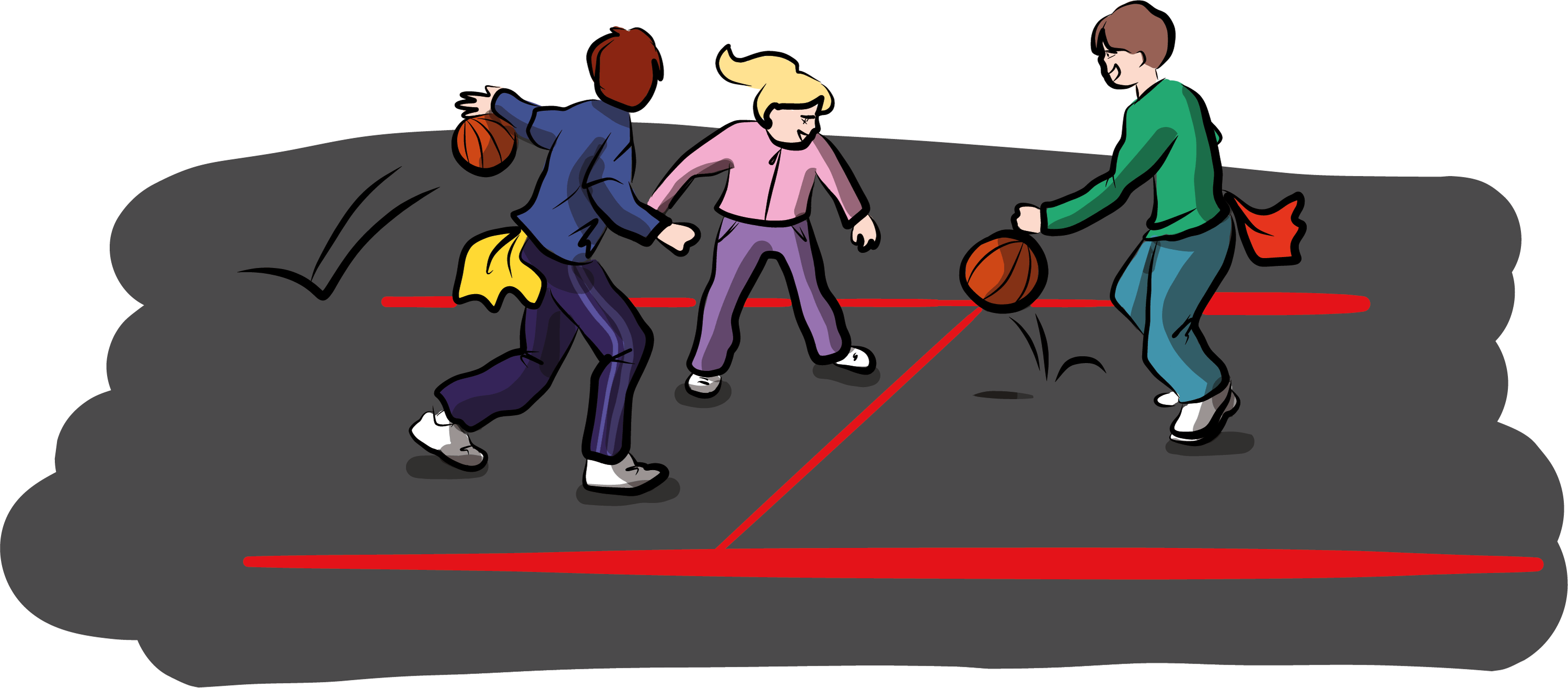 Niños jugando baloncesto