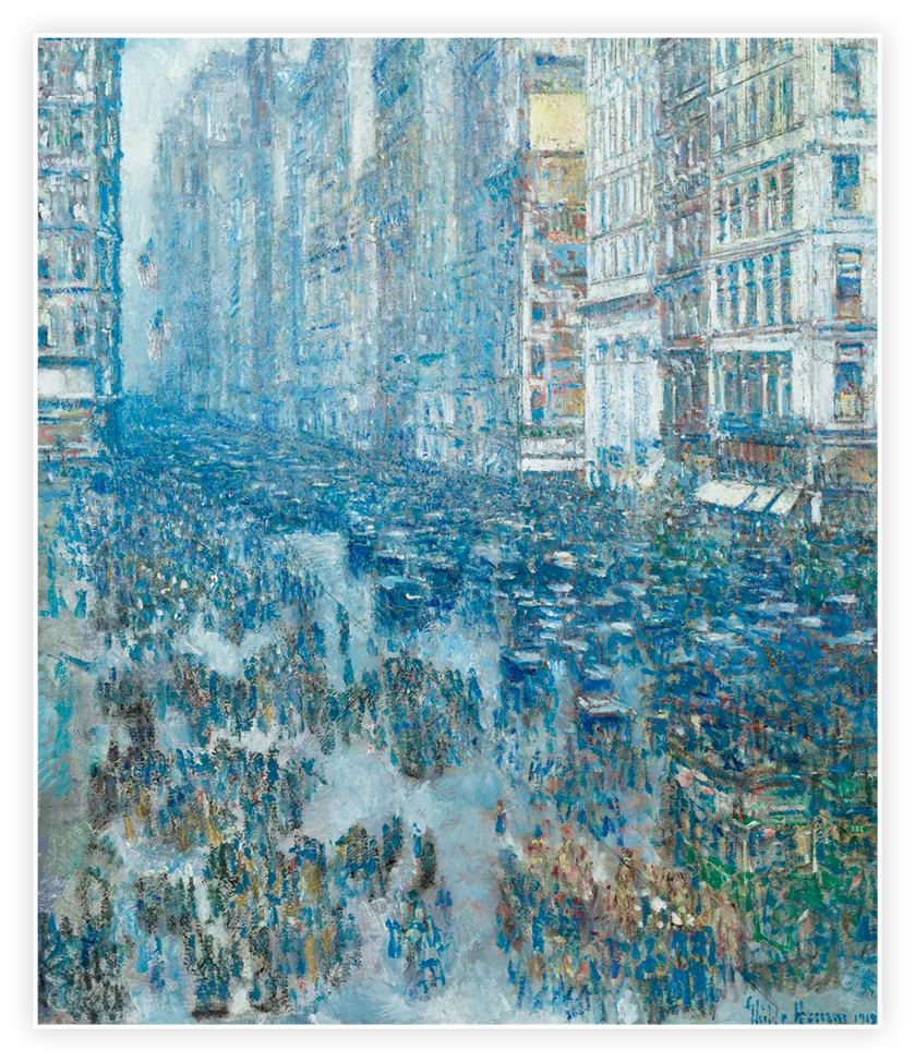 Childe Frederick Hassam, Cinquième avenue, huile sur toile, 1919, Cleveland Museum of Art, Ohio (États-Unis).