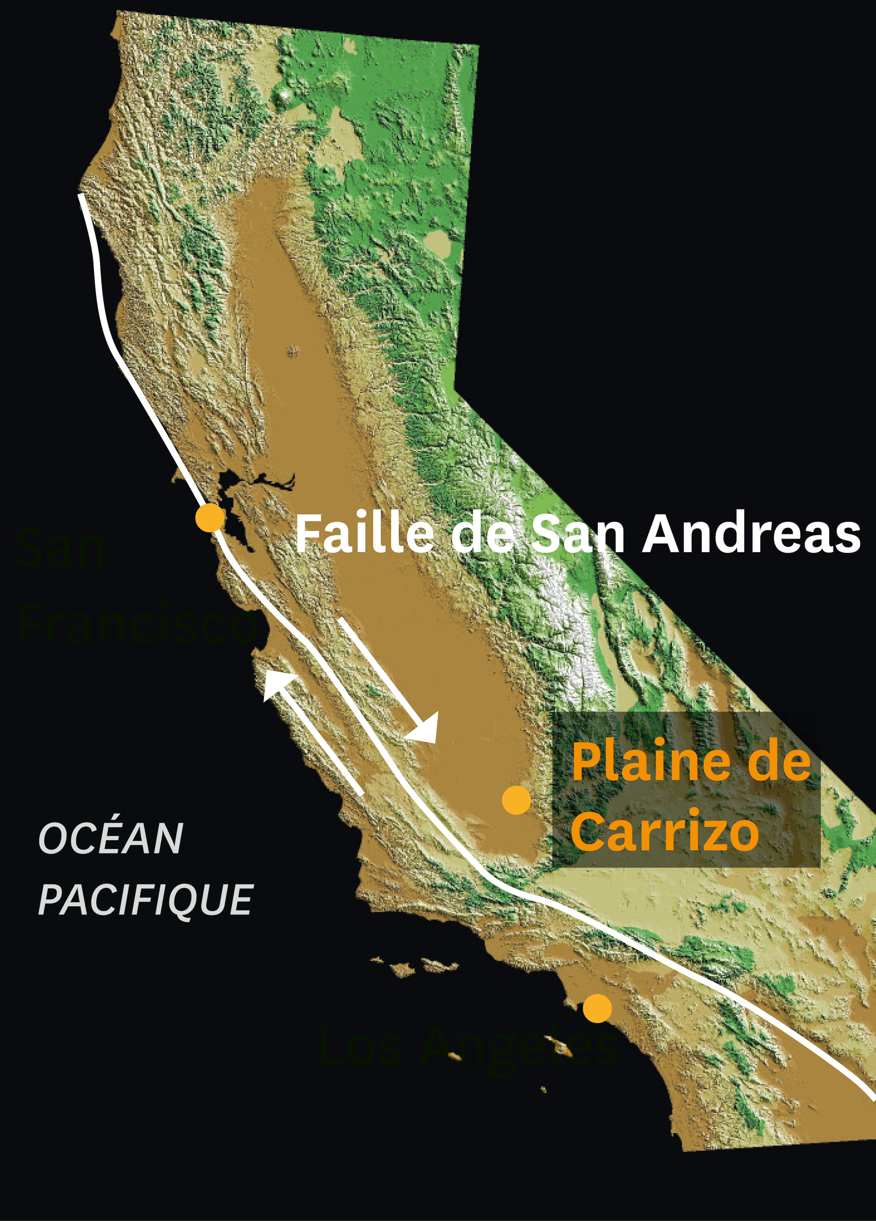 <stamp theme='svt-green1'>Doc. 1</stamp> Image satellitaire montrant la faille de San Andreas.