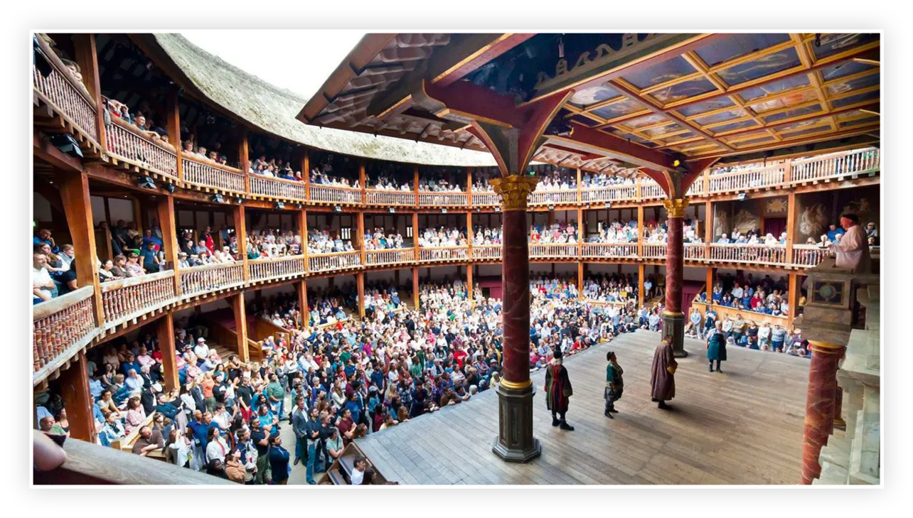 Shakespeare Globe Theater, reconstruction du théâtre de Shakespeare inauguré en 1599, Londres (Royaume-Uni).