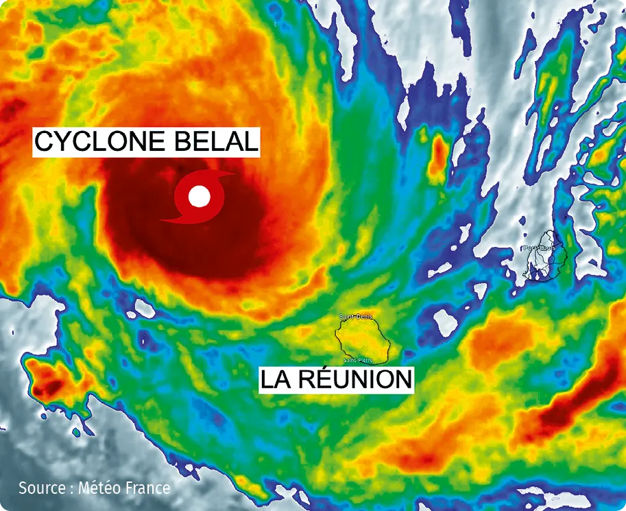 Image sattelite du cyclone Belal en janvier 2024