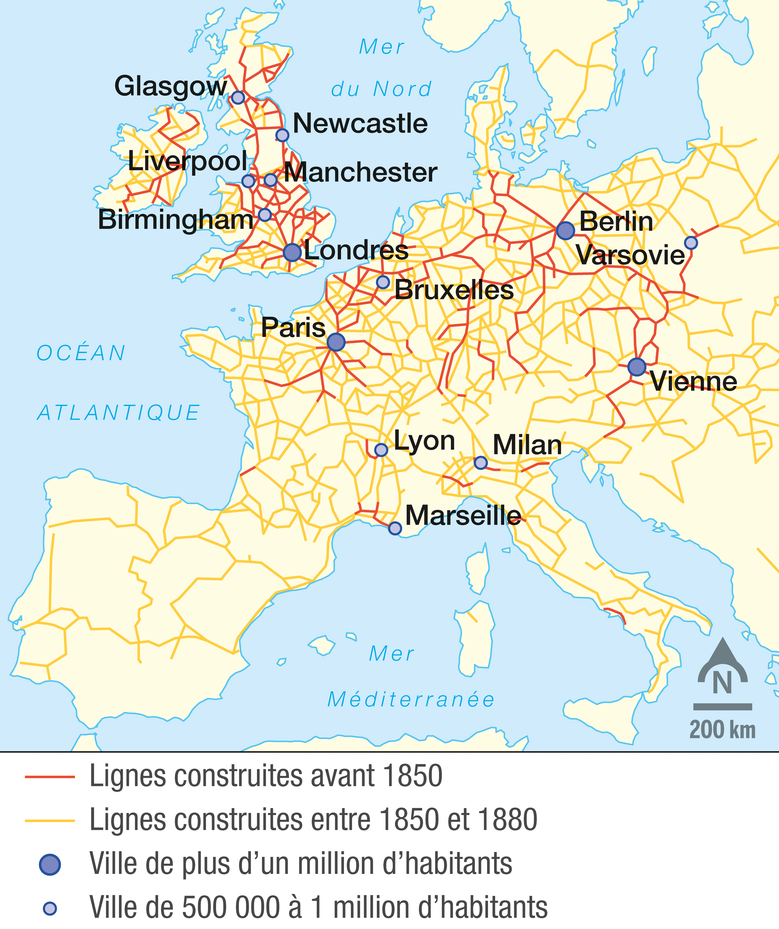 Le réseau ferré en Europe au XIXᵉ siècle