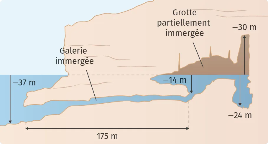 Schéma simplifié de la grotte Cosquer