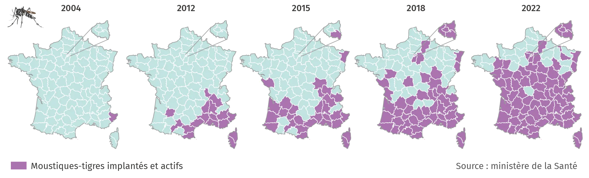 Présence du moustique tigre en France