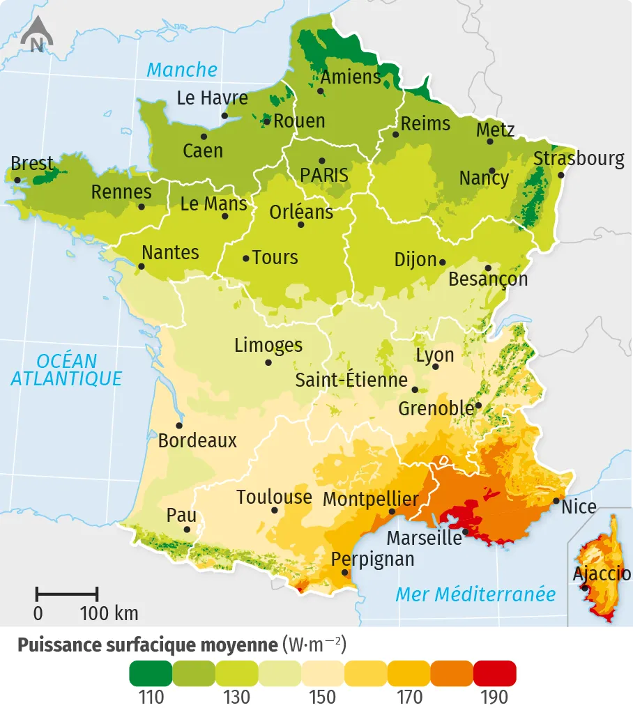 Carte de la production de panneaux photovoltaiques en France