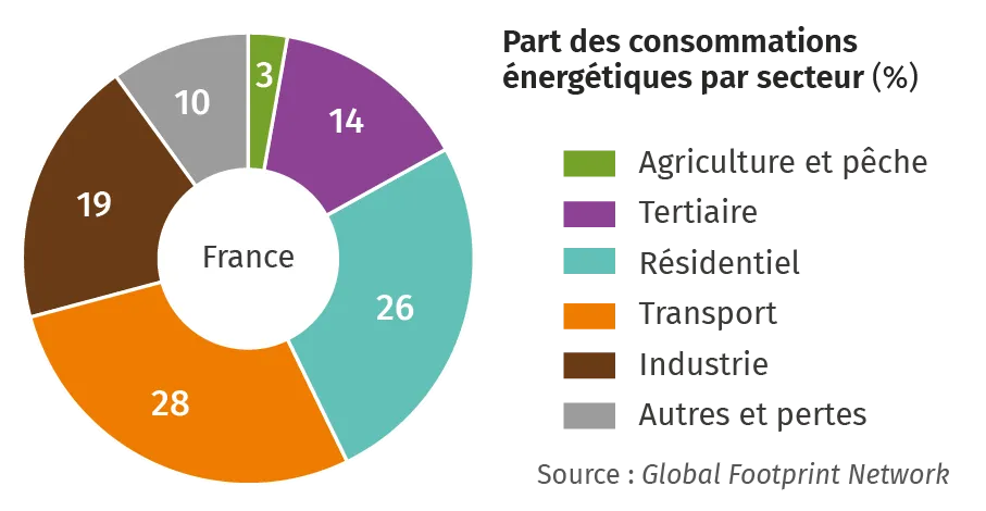 Consommation énergétique française en fonction des secteurs d'activité en 2021