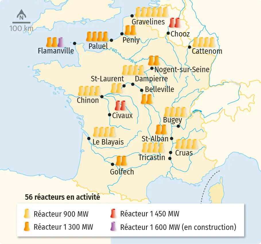 Réacteurs nucléaires en France en 2024