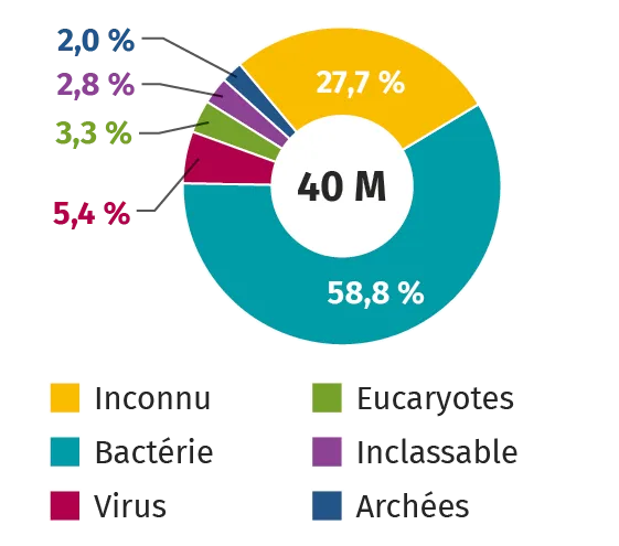 Répartition taxonomique des 40 millions
de gènes séquencés par Tara Oceans