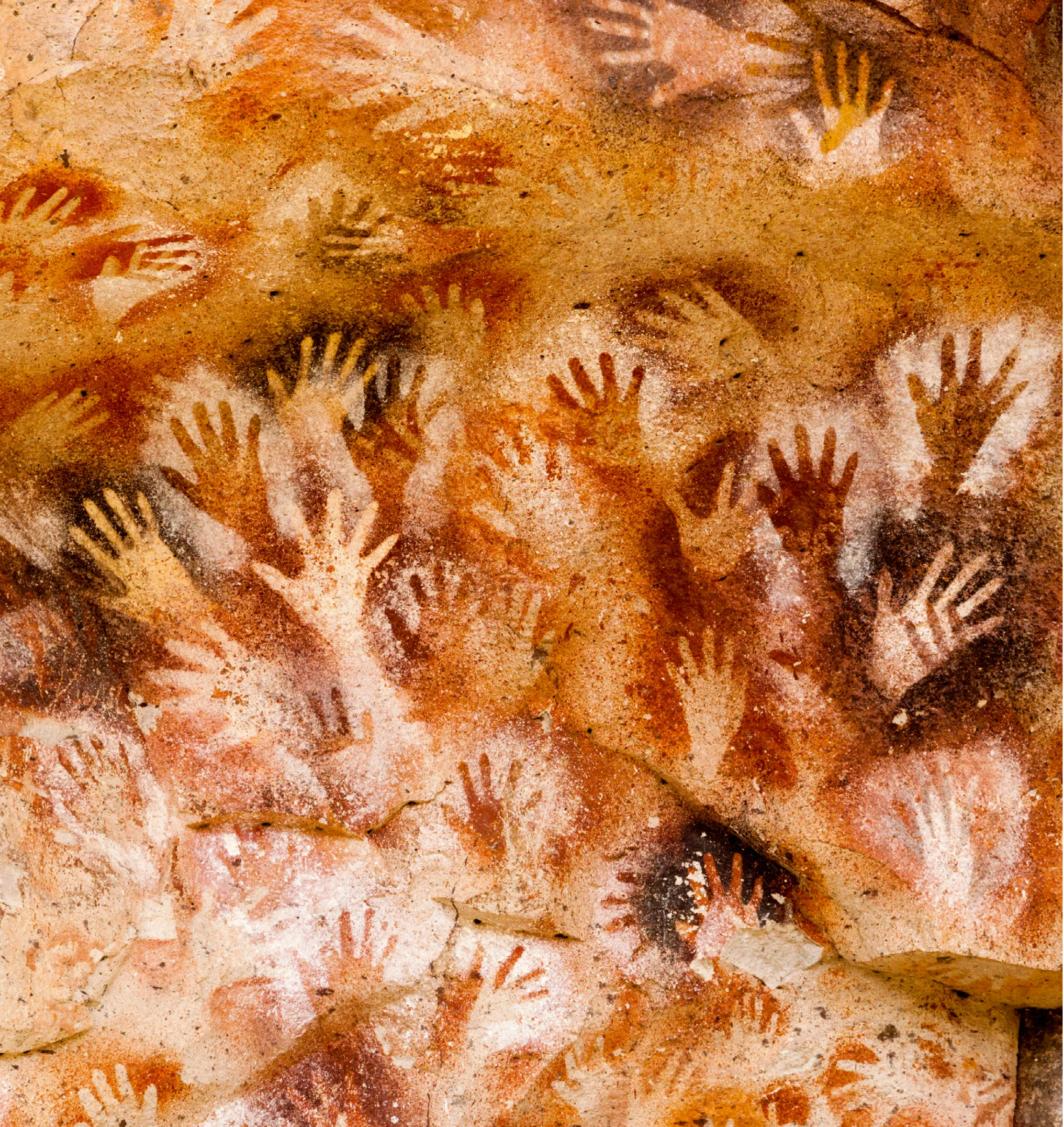 Œuvre d'art pariétal de La Cueva de las Manos, ou Grotte des Mains, en Argentine, datée d'environ 10 000 ans.