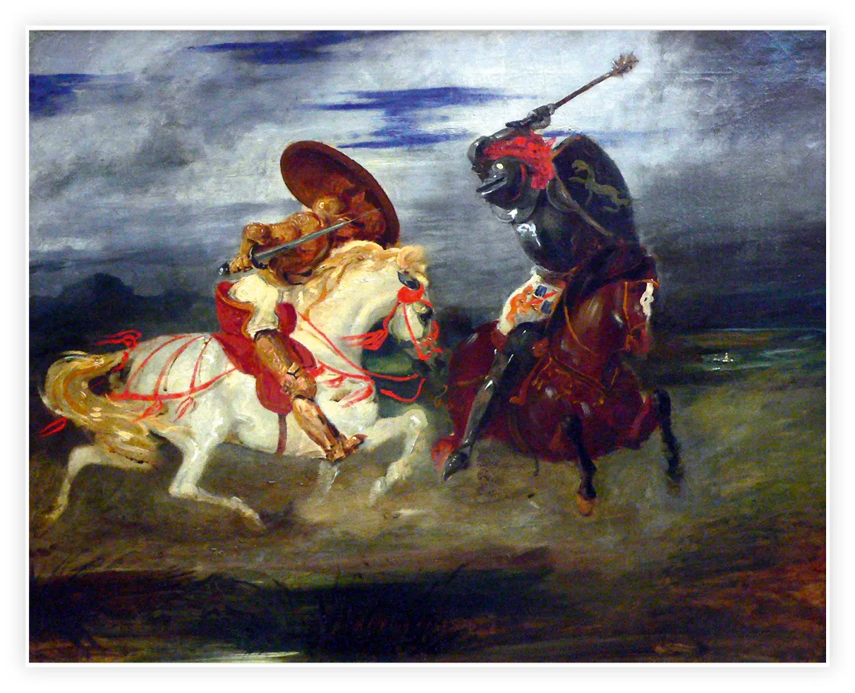 Combat de chevaliers dans la campagne, Eugène Delacroix, vers 1825-1850, musée du Louvre, Paris
