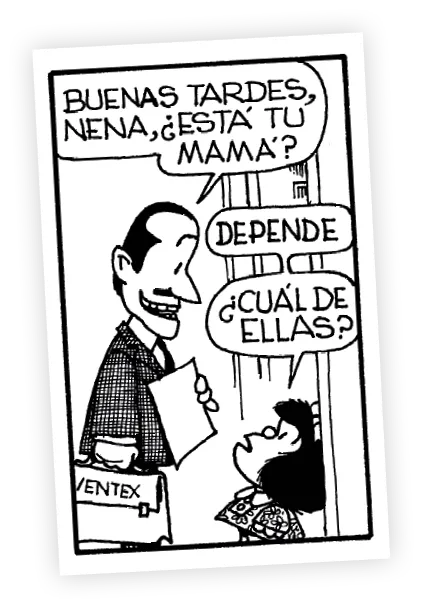 Quino, Mafalda, 1972. Nik, Gaturro, 2019.