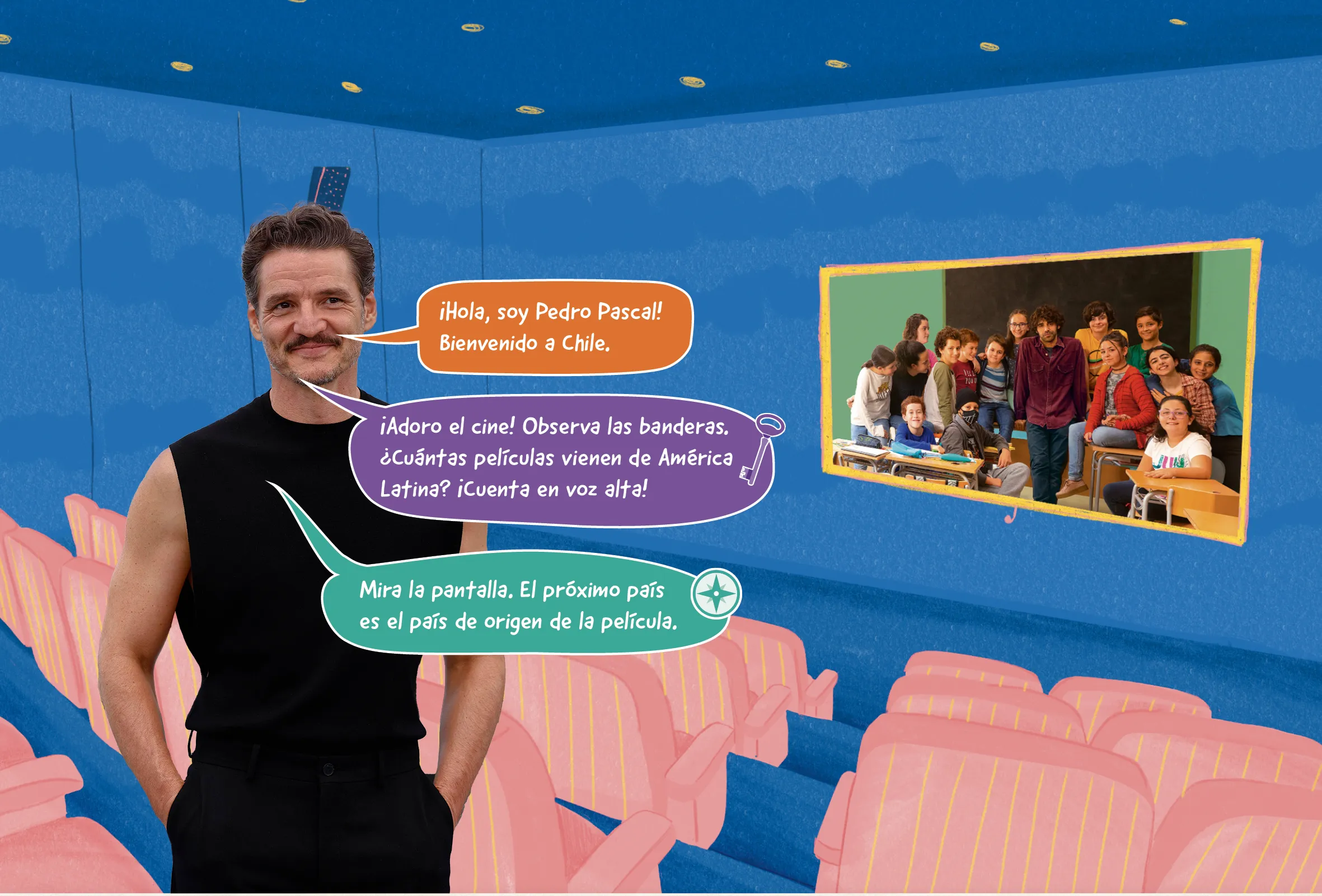 Pedro Pascal dans un cinéma