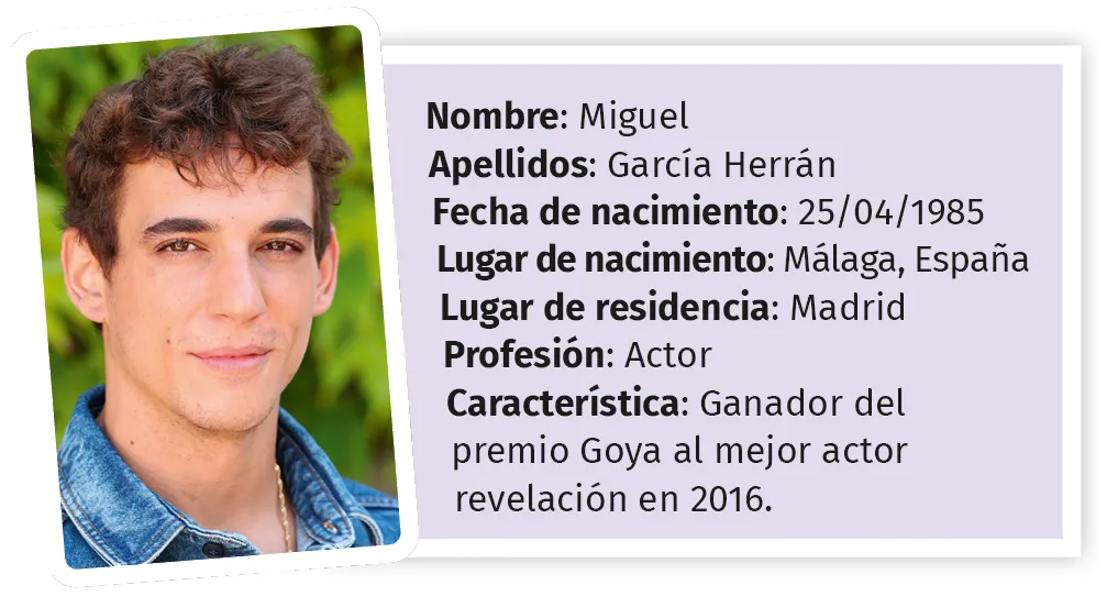 Carte identité Miguel Garcia Herrán