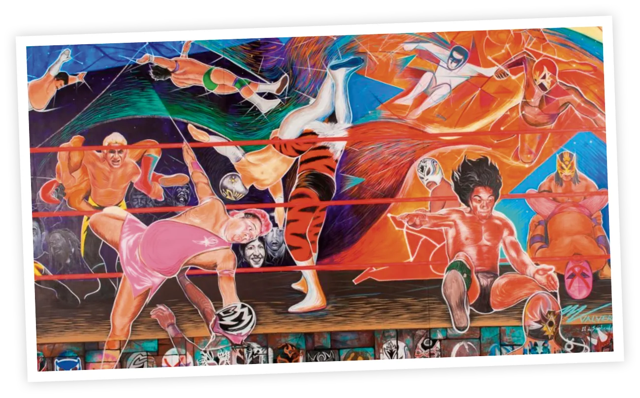 Mural de Miguel Valverde, A dos de tres
caídas sin límite de tiempo, Ciudad de México.