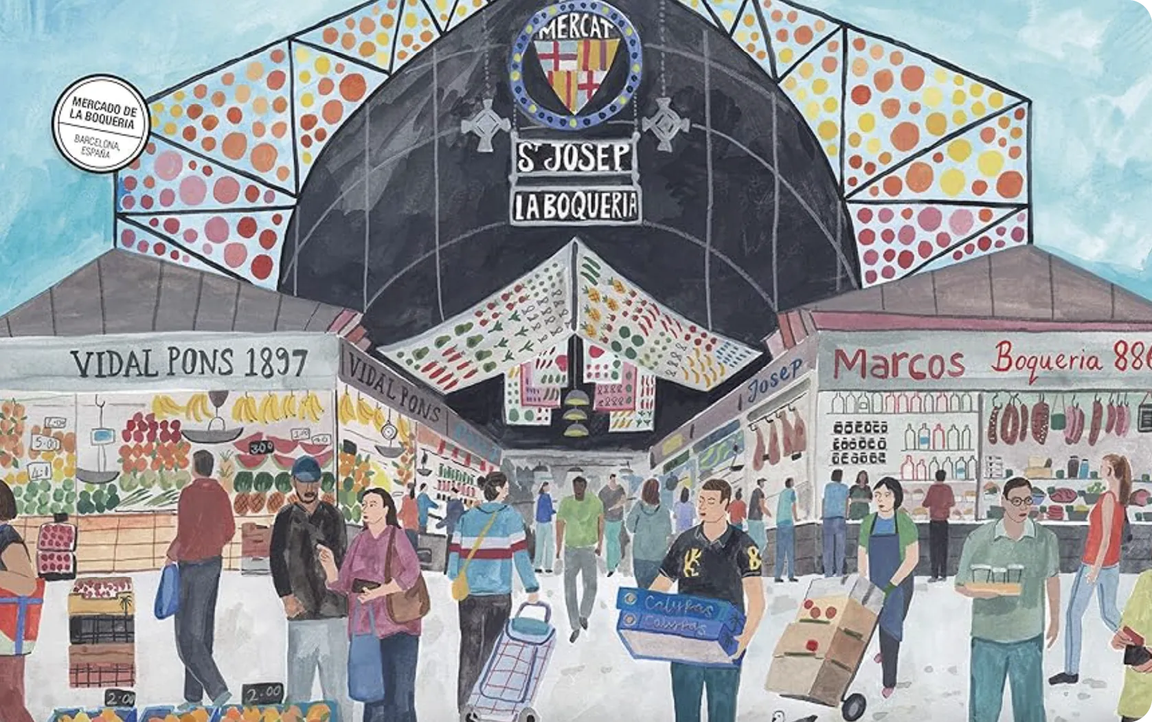 Miranda Sofroniou, ilustración para Mercados, un mundo por descubrir, 2020.