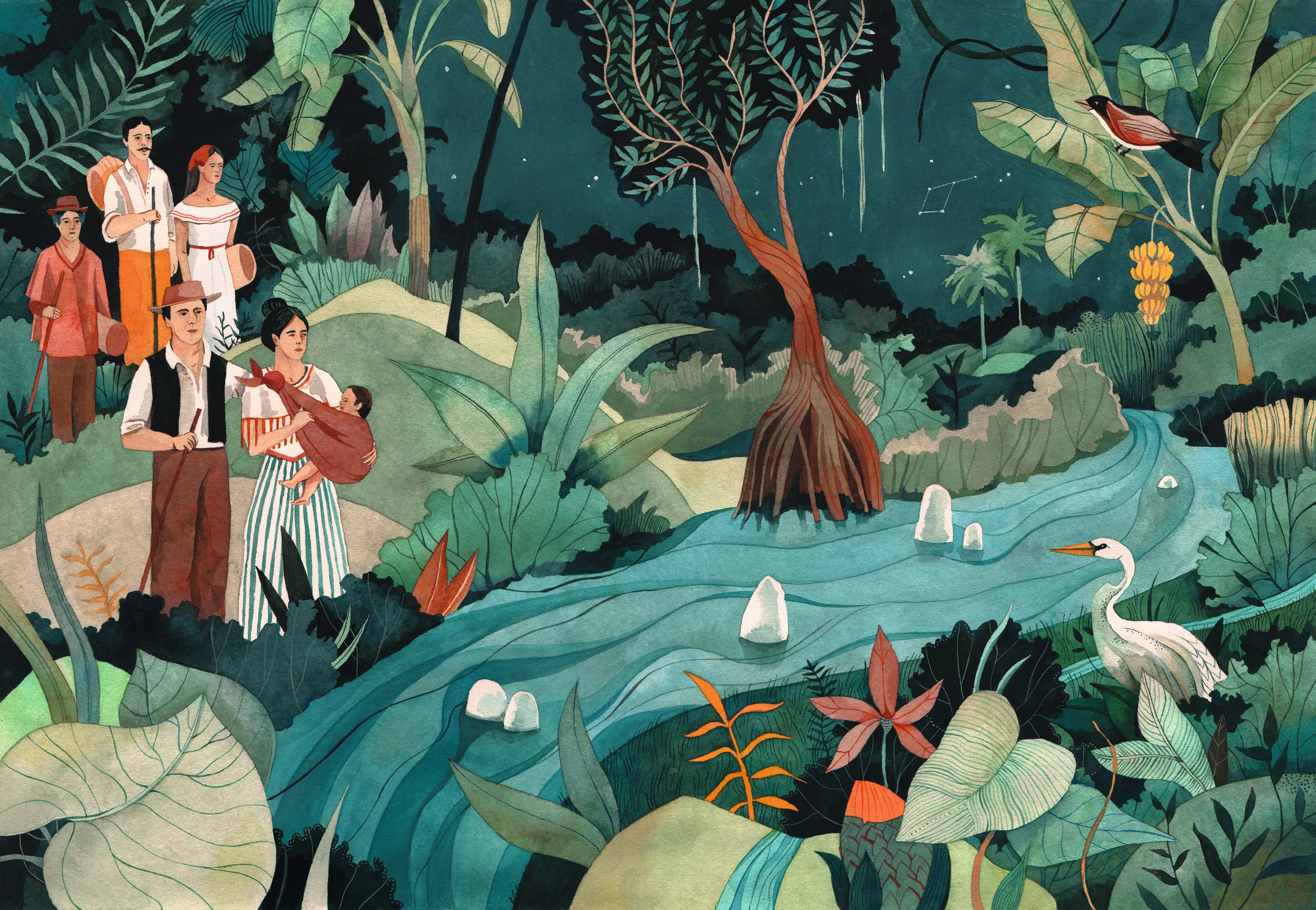 Luisa Rivera, ilustración para la novela Cien años de soledad de Gabriel García Márquez, 2017.
