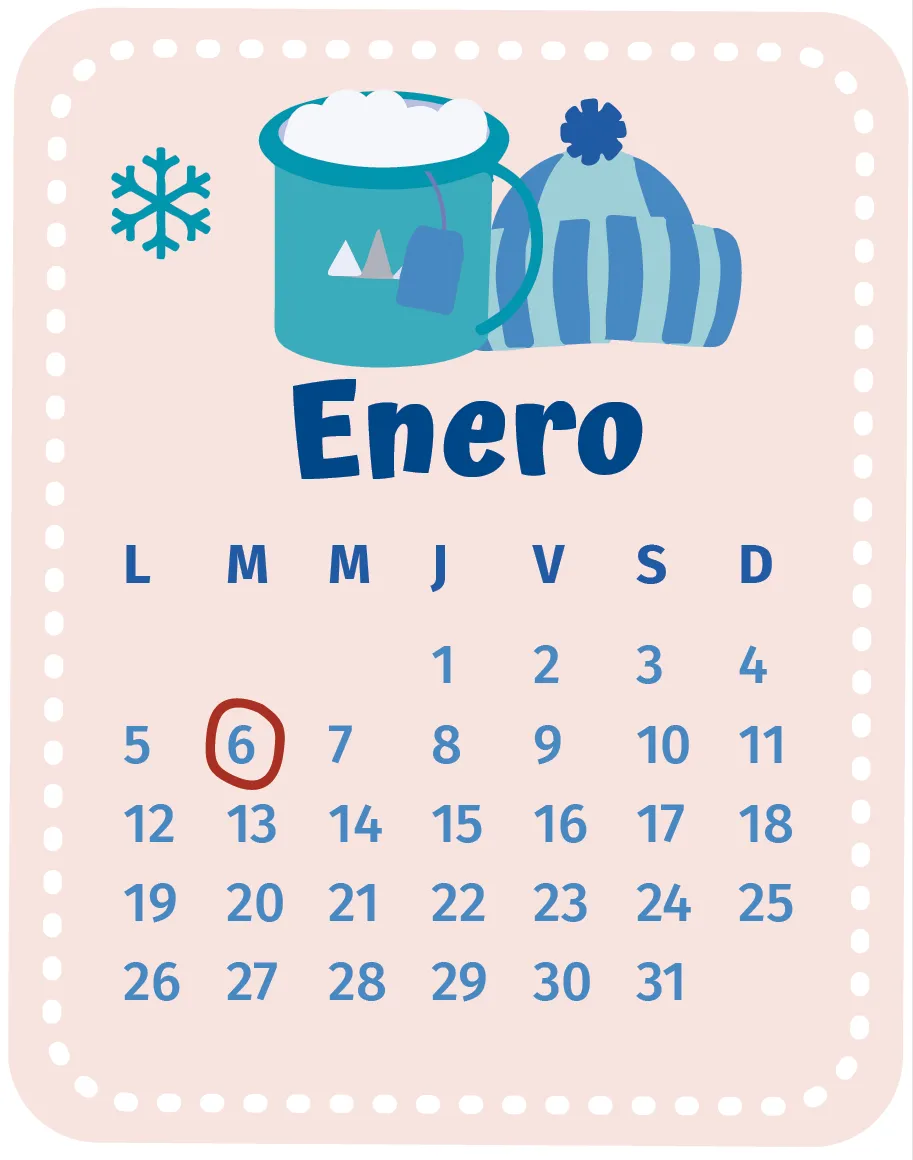 calendrier du mois de janvier