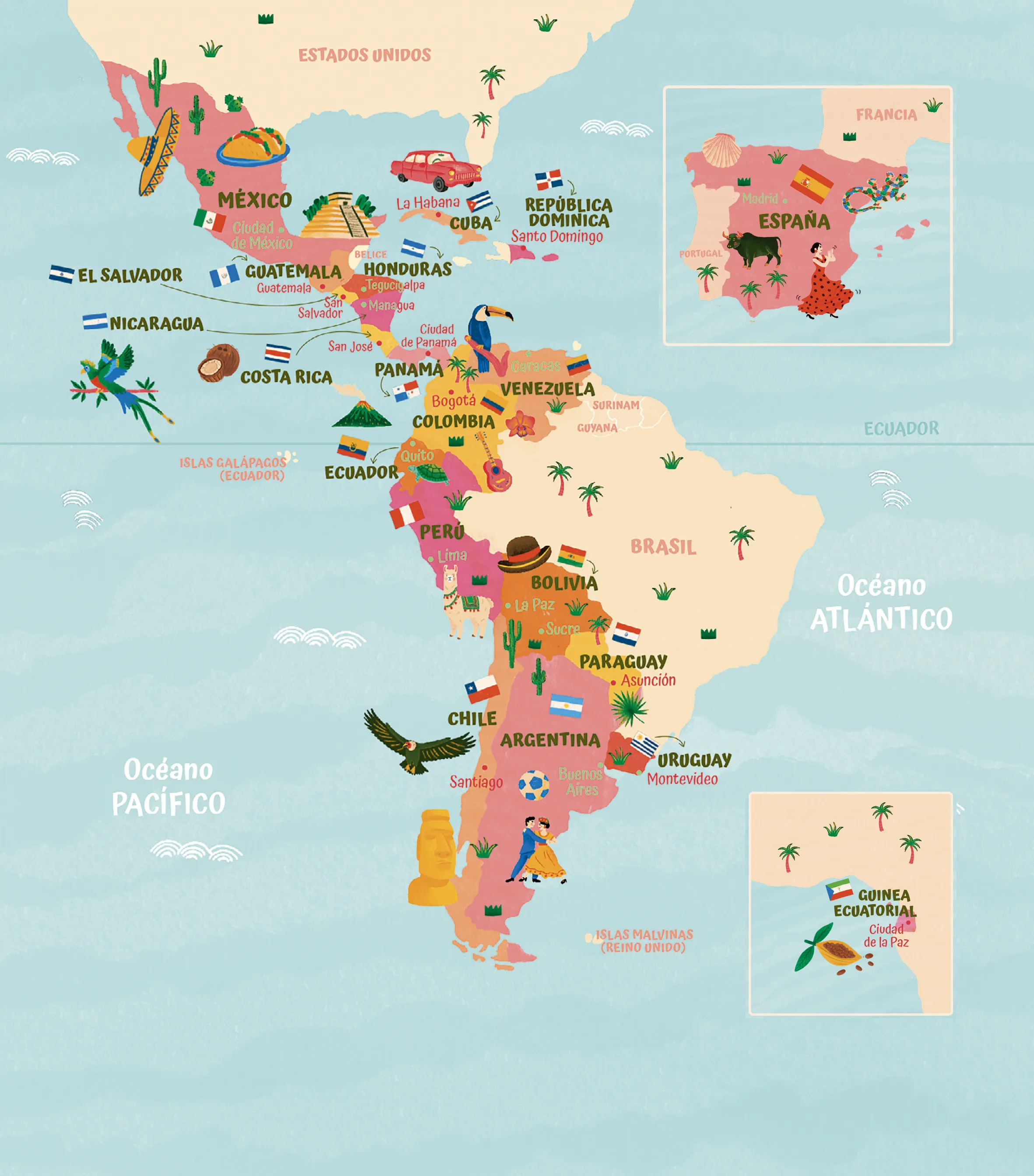 Carte des pays hispanophones