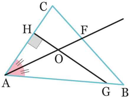 Figure géométrique avec les points A, B, C, F, G, H et O.