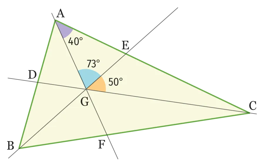 Triangle ABC avec ses bissectrices se coupant au point G