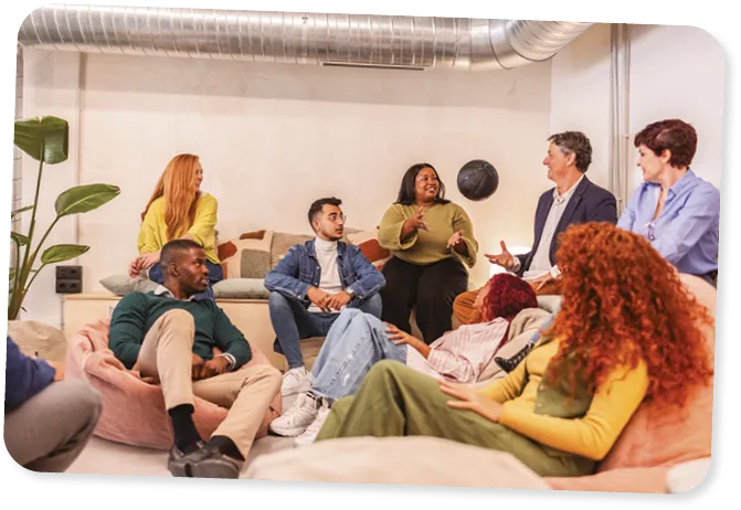 Colleagues enjoying a break in a modern office.