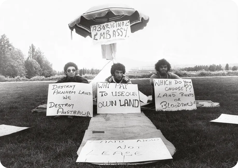 The Aboriginal Tent Embassy on the lawns of Parliament House, Canberra, 27 November 1972.