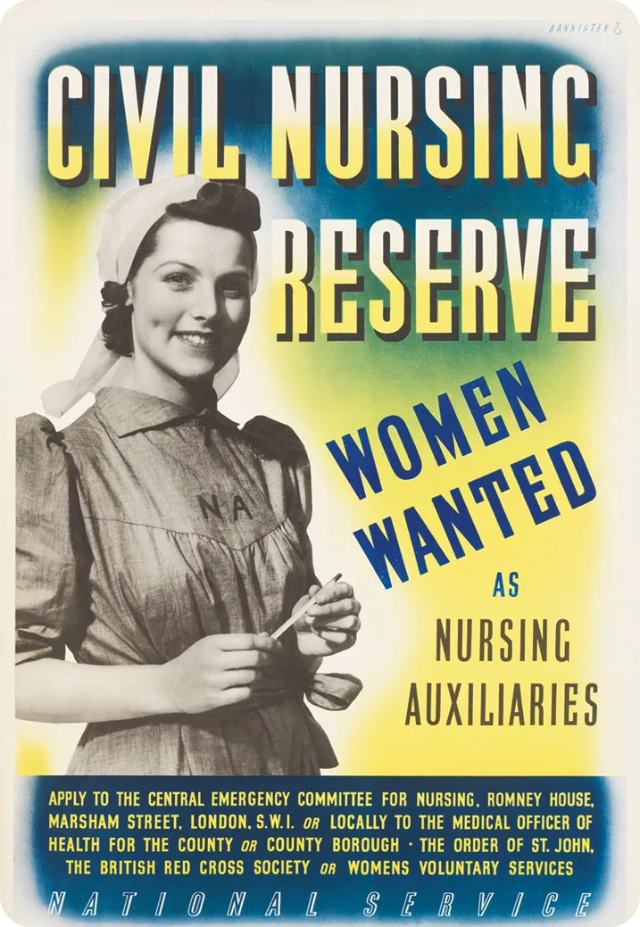 Recrutement de la réserve des infirmières civiles, 1939-1945 (lithographie sur papier).