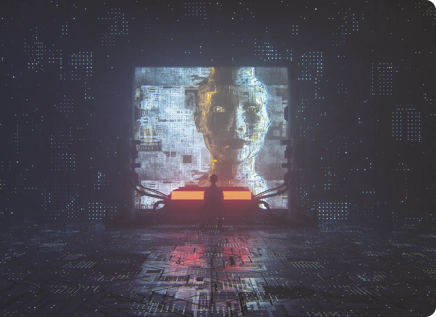 Religion et contrôle futuristes de cyborg.