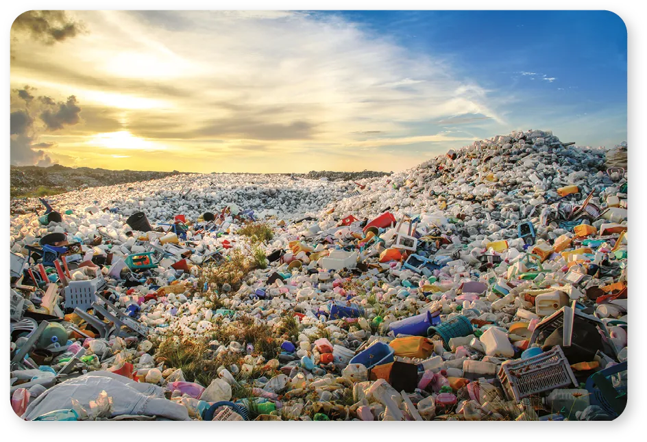 Plastic bottles at landfill.