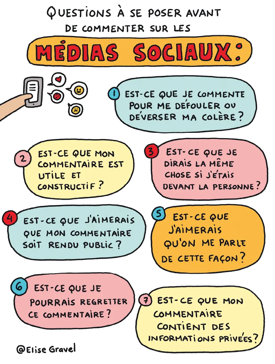 Quelles questions se poser avant de
commenter sur les réseaux sociaux