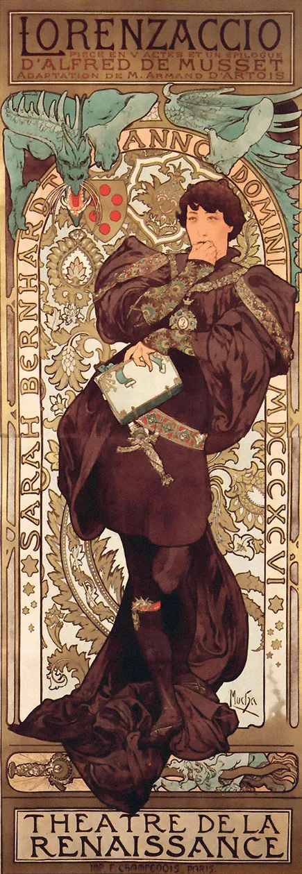 Alphonse Mucha,
Lorenzaccio, 1896,
lithographie, musée
Cocteau, Menton.