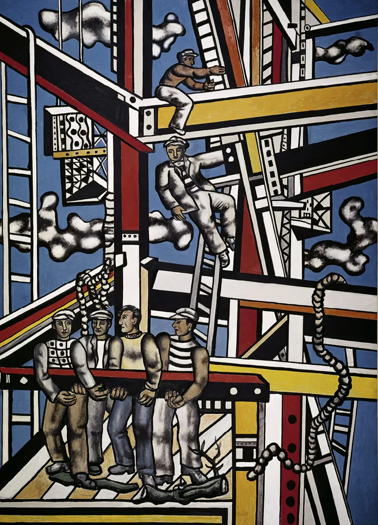 Fernand Léger, Les Constructeurs (définitif), 1950, huile sur toile, 300 × 228 cm, musée national Fernand Léger.