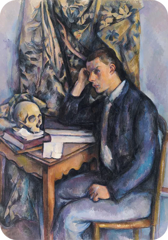 Paul Cézanne, Jeune homme à la tête de mort, 1896-1898, huile sur toile, 130 × 97,5 cm, Barnes Foundation, Philadelphie.