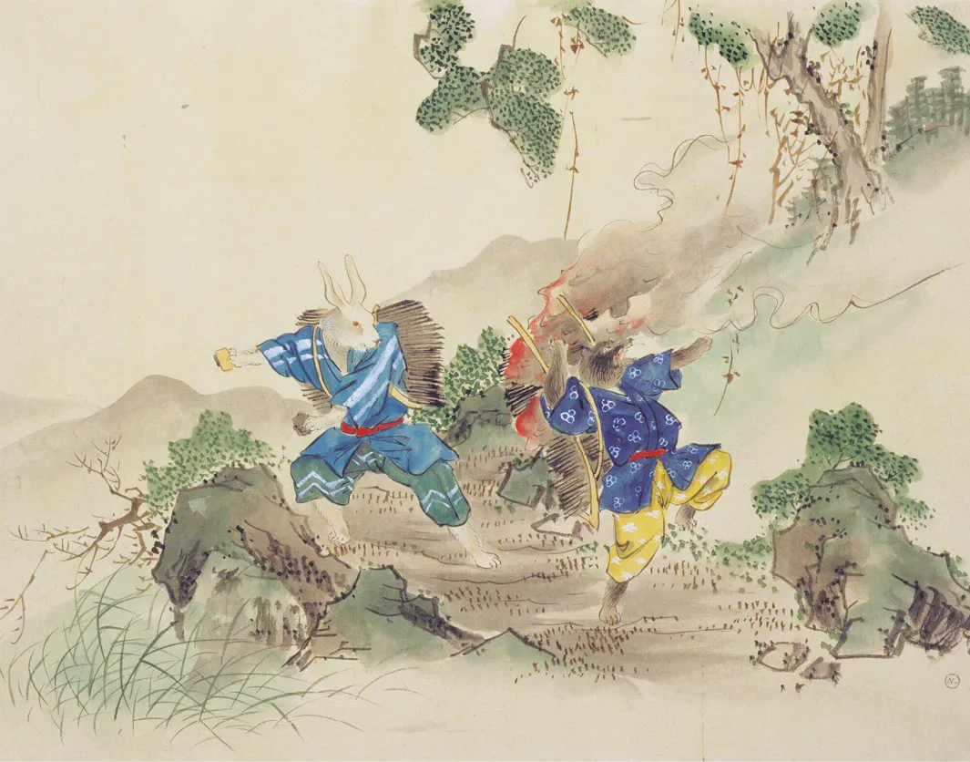 Kawanabe Kyosai, illustration pour « Kachi-kachi yama », fin du
XIXe siècle, aquarelle, Victoria and Albert Museum, Londres, Royaume-Uni.