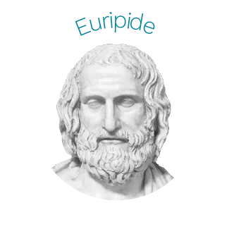 Portrait d'Euripide, dramaturge grec antique, buste sculpté.