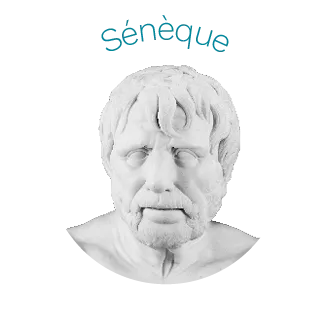 Buste de marbre de Sénèque, philosophe stoïcien romain, expression mélancolique.