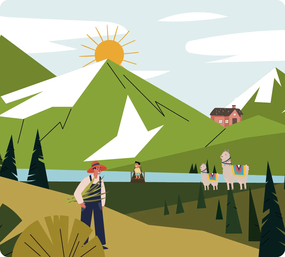 Image d'une montagne avec des personnages