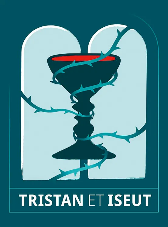 Affiche de Tristan et Iseut : coupe ensanglantée entourée de ronces.