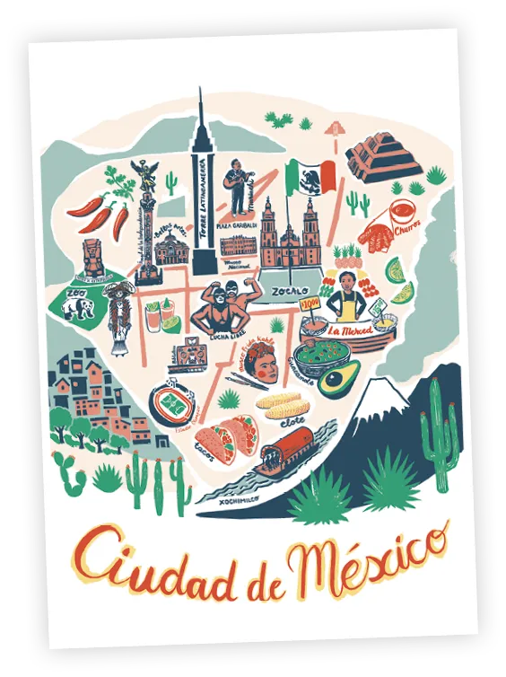 Mapa ilustrado de Ciudad de México