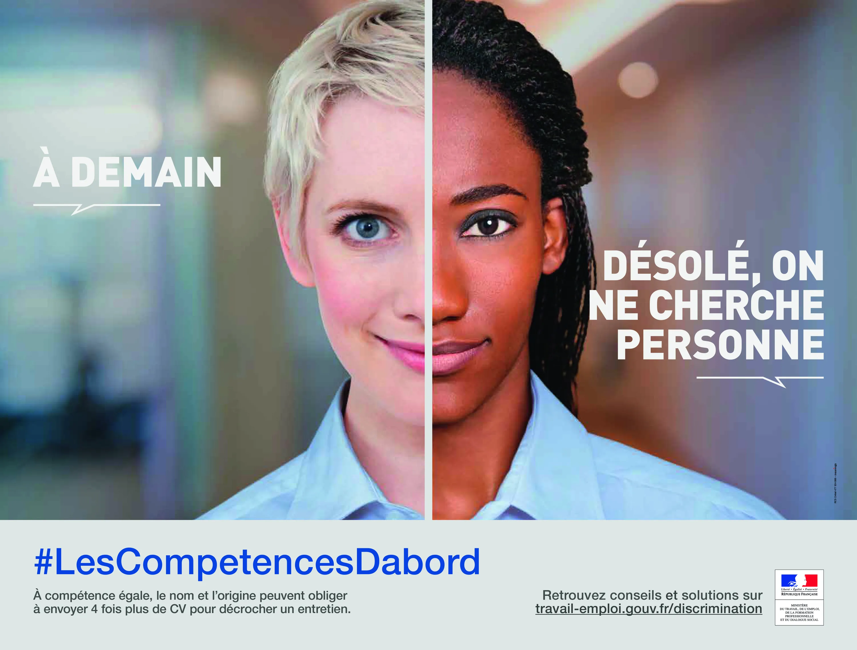 Affiche du gouvernement
dans le cadre de la campagne #LesCompétencesDabord, 2016.