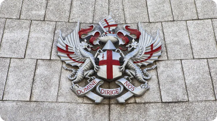 Coat of arms of the City of London with the motto Domine Dirige Nos