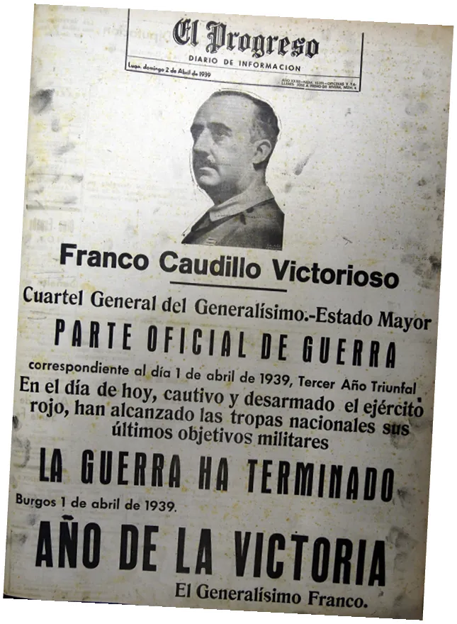 Portada del diario
El Progreso, 02/04/1939.